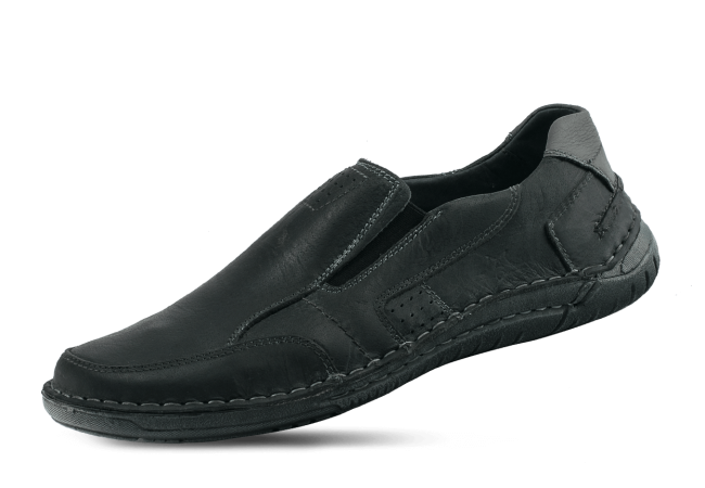  Black men's shoes with ribbing Снимка 4