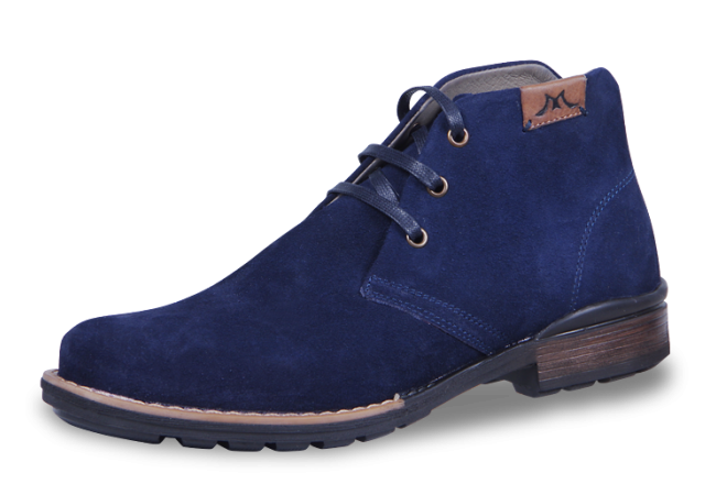 Dark blue men's chukka boots from natural suede Снимка 